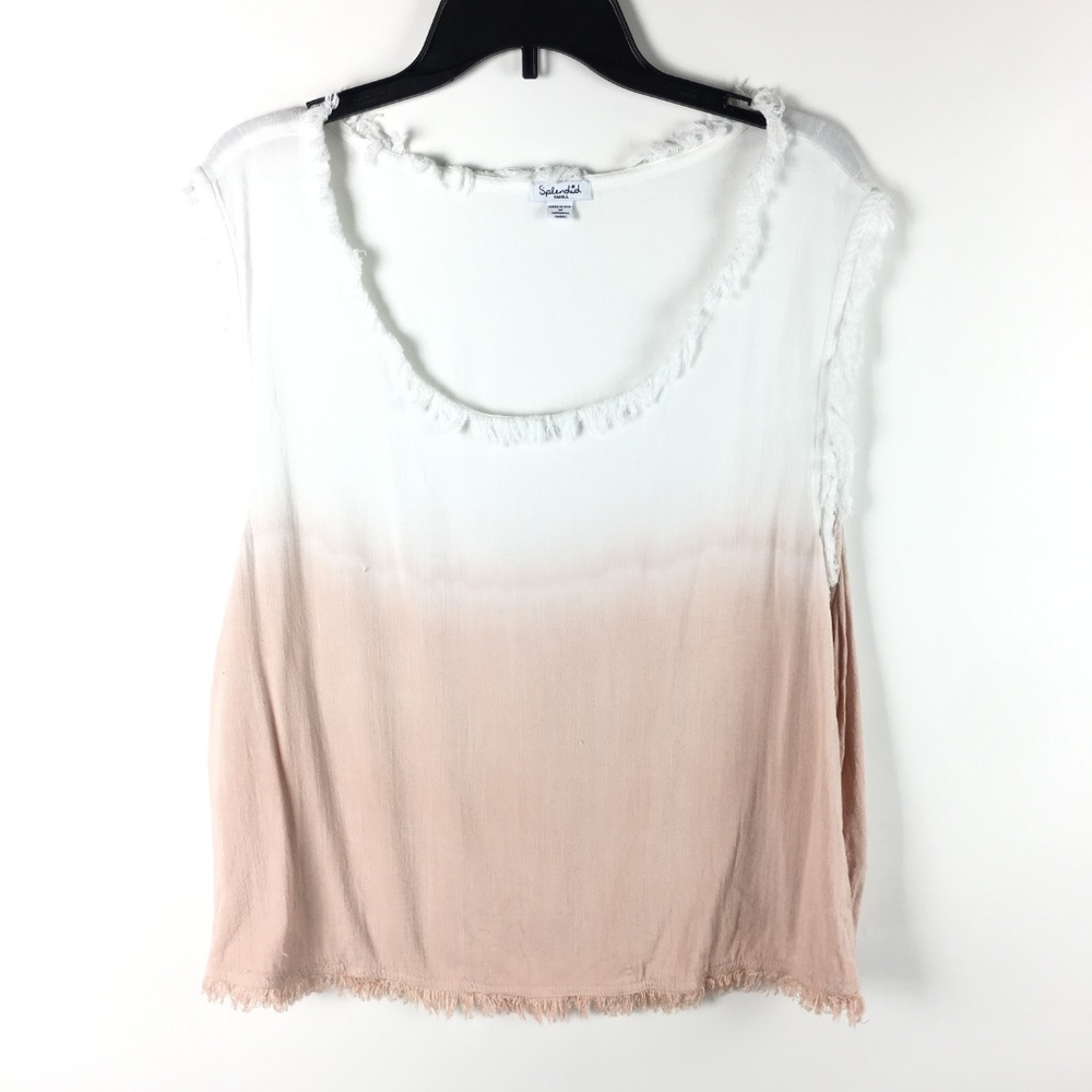 Splendid Womens Dip Dye Slub Crosshatch Tank Top